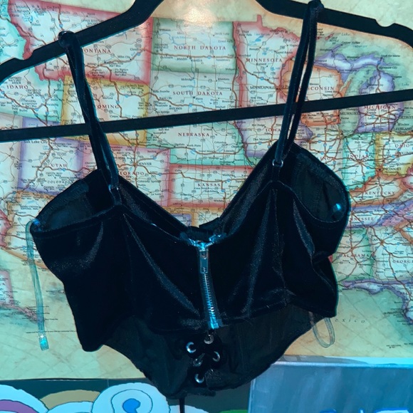 V shope cropped top w zipper on back and adjustable straps - Picture 2 of 2